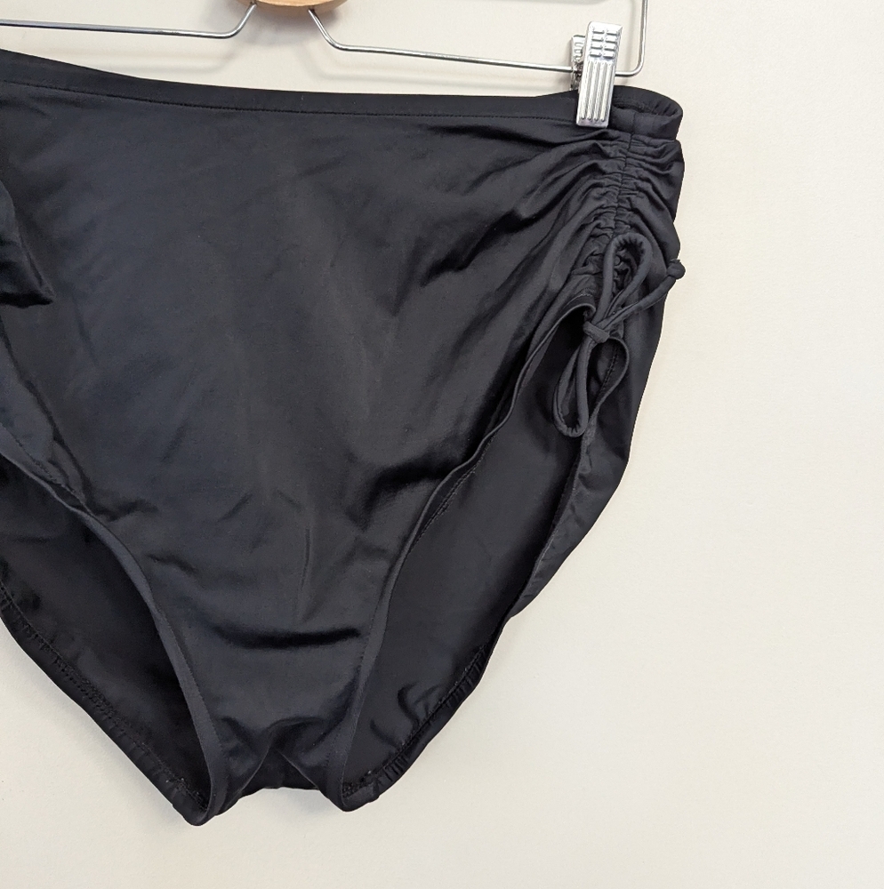 Ruby Ribbon Ruched‎ High Rise Swim Bottom Full Coverage - Picture 2 of 9